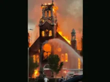 Fire destroys St. Jean Baptiste parish in Morinville, June 30, 2021.